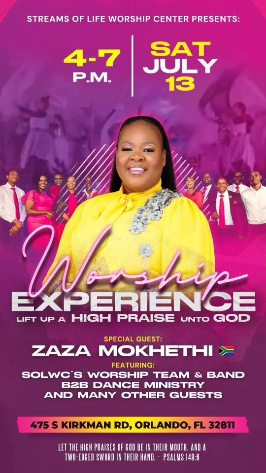 Streams of Life Worship Center Presents: An Unforgettable Worship Experience with Zaza Mokhethi