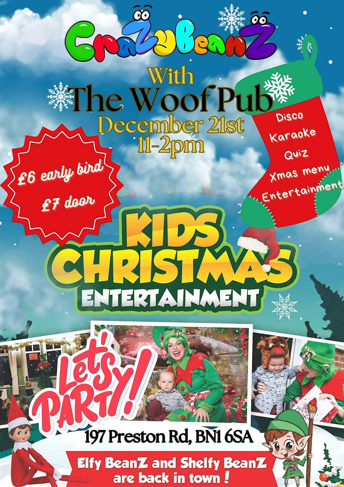 Family Christmas Party at The Woof Pub with CraZy BeanZ Christmas Elf