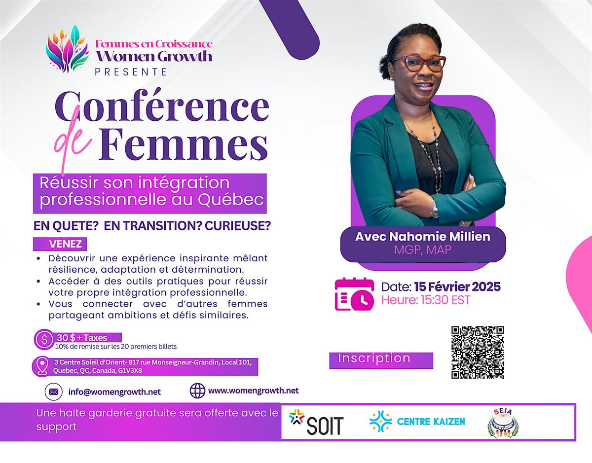 Conf\u00e9rence de femmes : R\u00e9ussir son int\u00e9gration professionnelle au Qu\u00e9bec