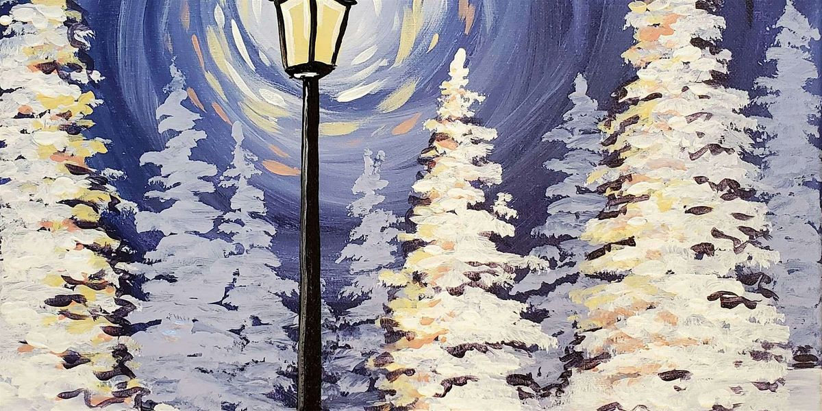 Light Post in the Snowy Park - Paint and Sip by Classpop!\u2122