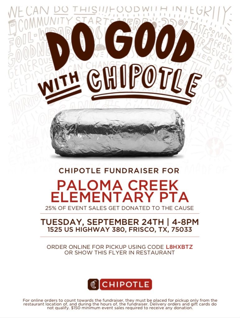 Spirit Night at Chipotle (FRISCO LOCATION)