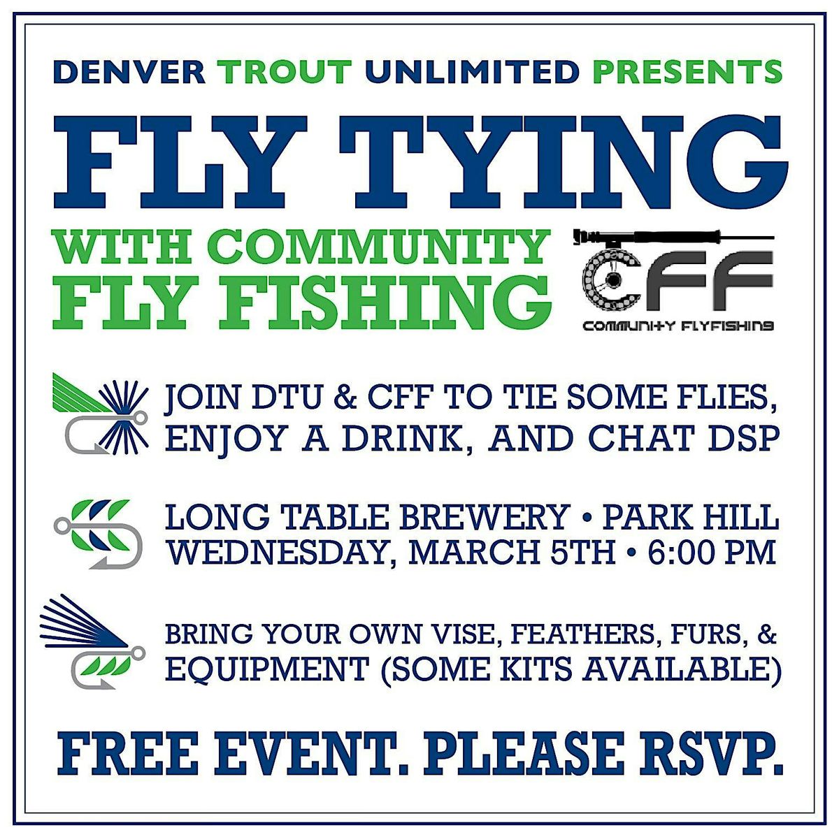 Fly Tying Night Denver Trout Unlimited x Community Fly Fishing