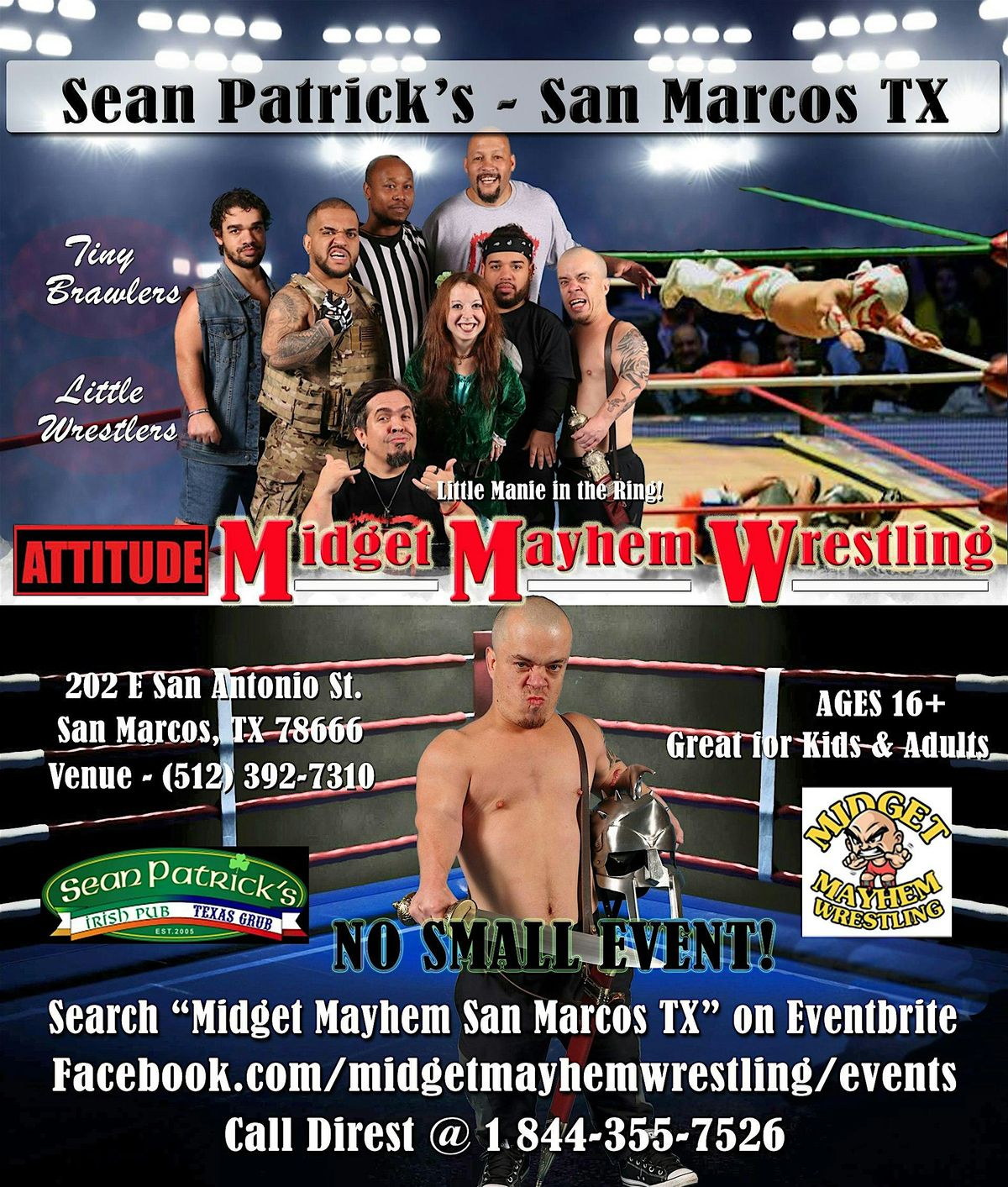 Midget Mayhem Wrestling with Attitude Goes Wild! San Marcos TX (Ages 21+)