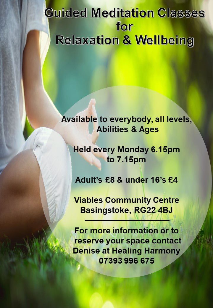 Weekly guided meditation classes for relaxation and wellbeing 