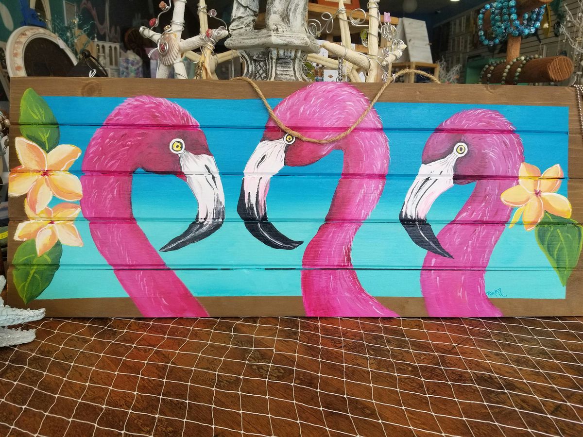 Trio of Flamingos Painting Class