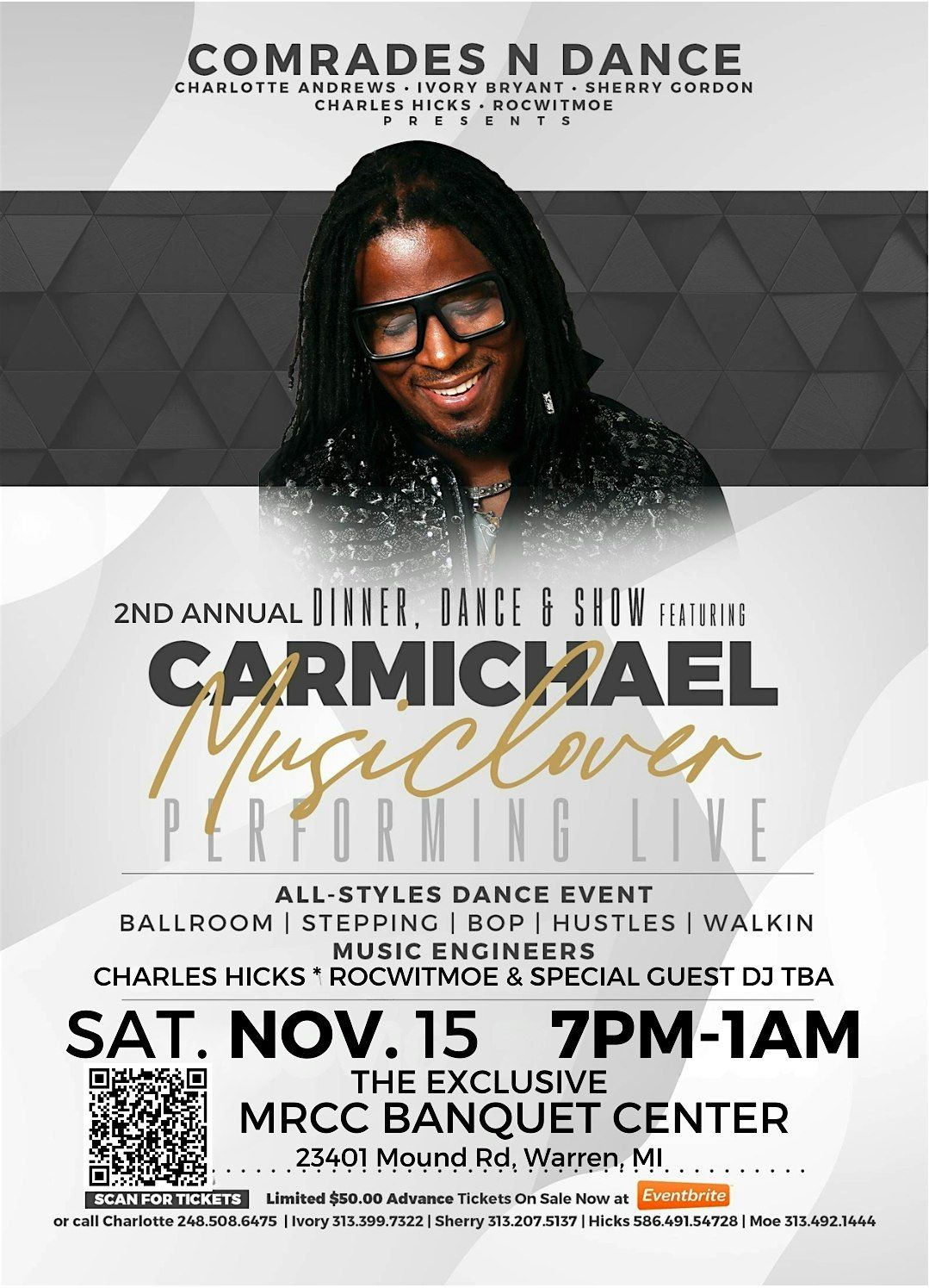 Dinner, Dance & Show featuring Carmichael performing LIVE