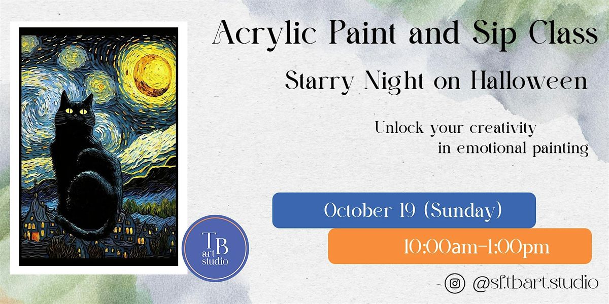 Acrylic Paint&Sip Class - Starry Night on Halloween