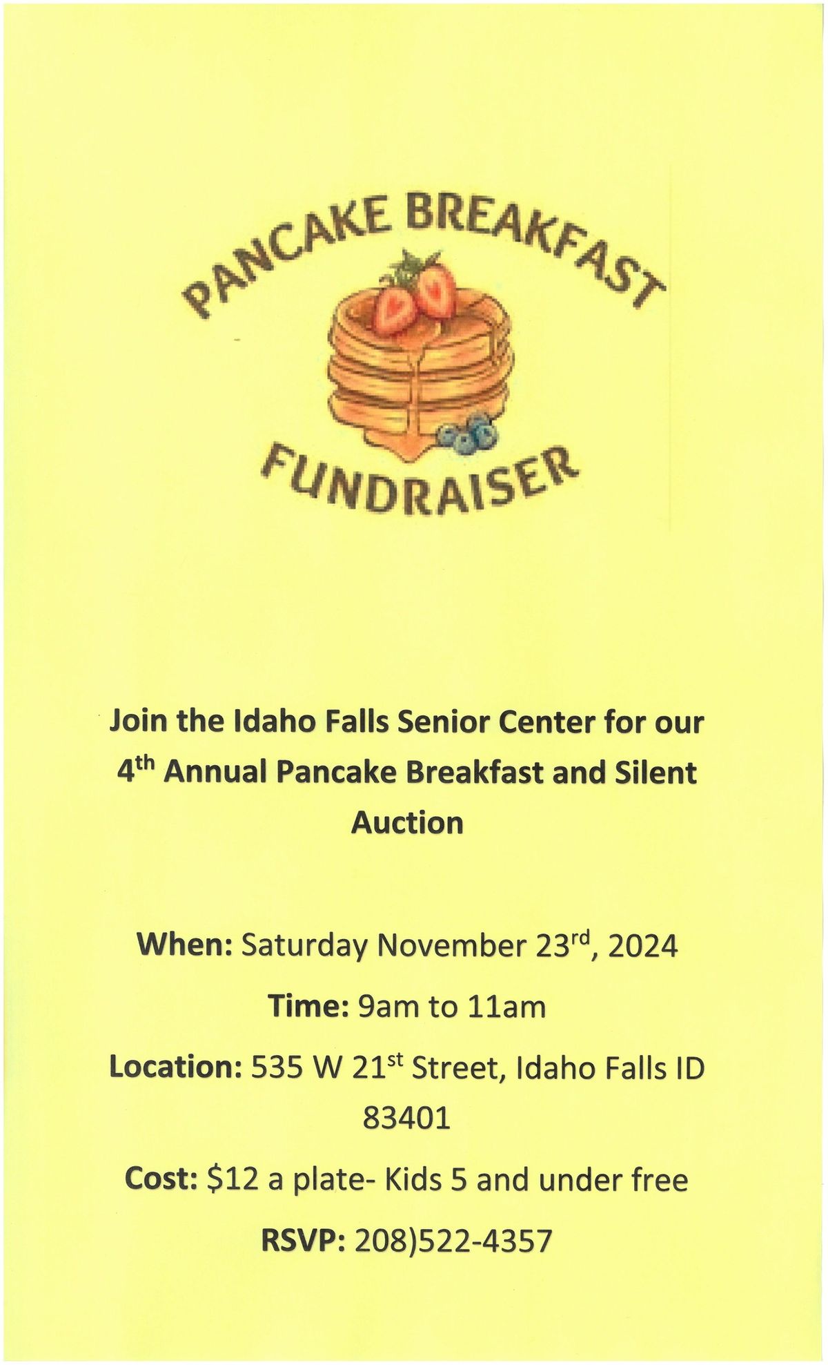 4th Annual Pancake Breakfast and Silent Auction Fundraiser!