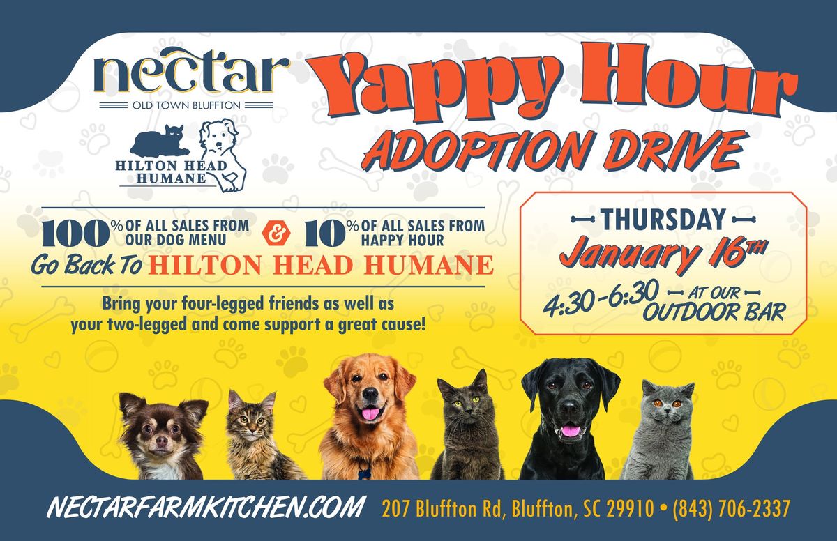 Yappy Hour Adoption Drive at Nectar Bluffton! \ud83d\udc3e 