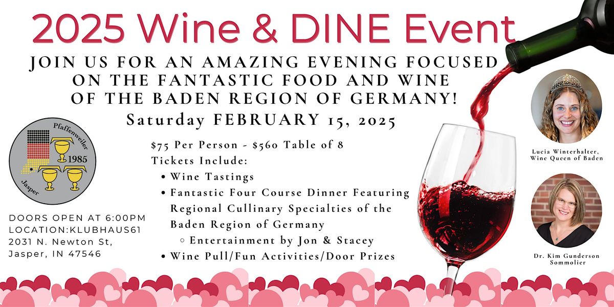 Wine & DINE Event 2025 by Sister Cities of Jasper - Pfaffenweiler, Germany