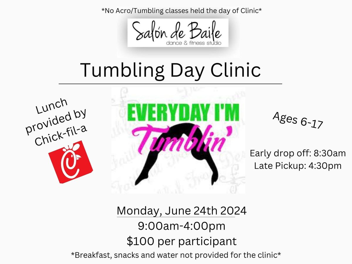 Tumbling Day Clinic: Salon de Baile Dance & Fitness Studio Pooler, GA (Ages 6-17)
