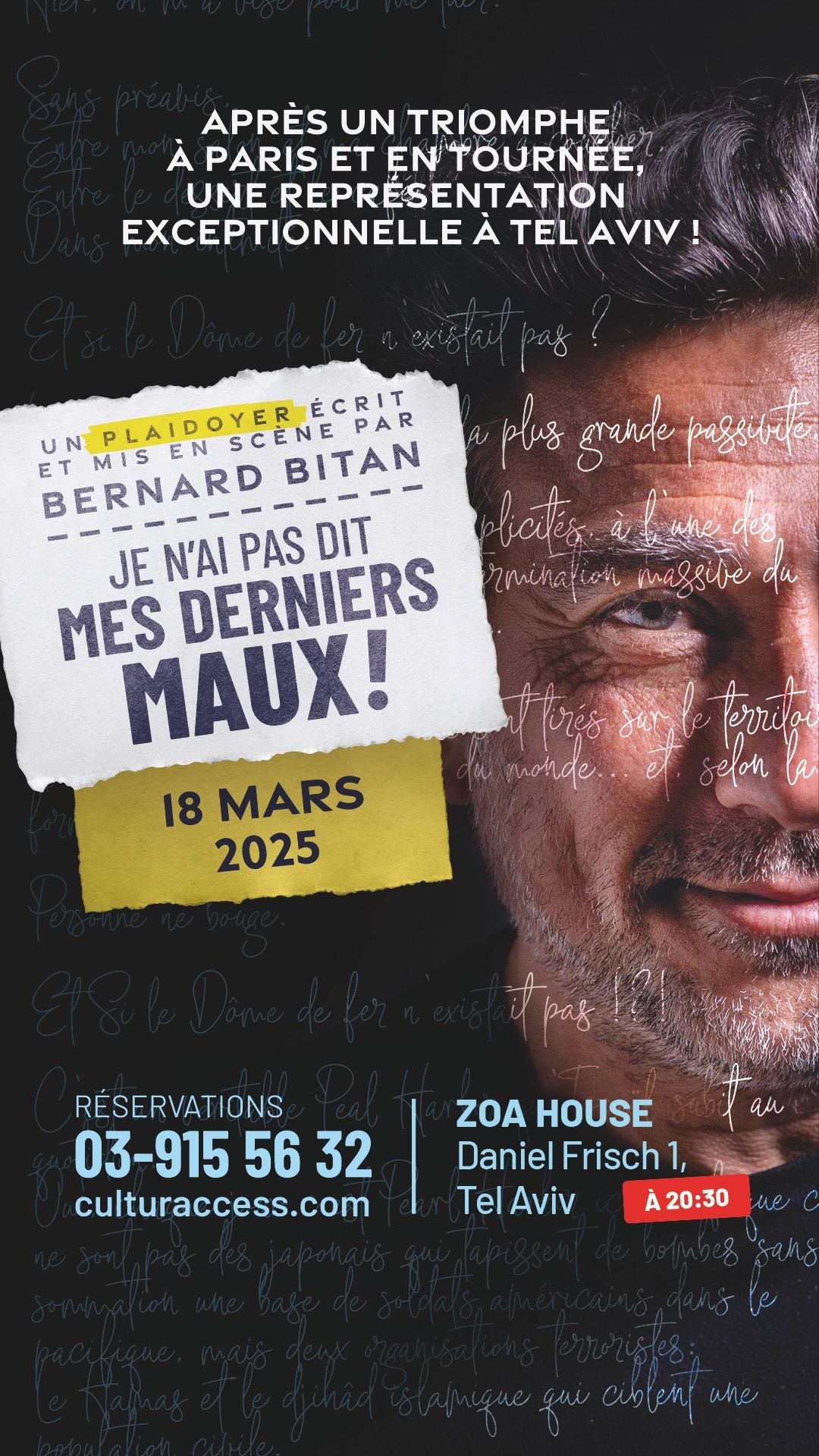 Je n\u2019ai pas dit mes derniers MAUX- TEL-AVIV