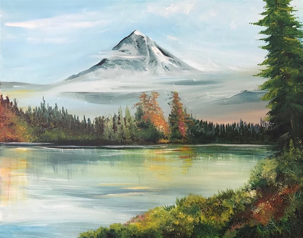 Paint n Chill - Free Welcome Drink+15% off Food - Bob Ross Mountain & Lake