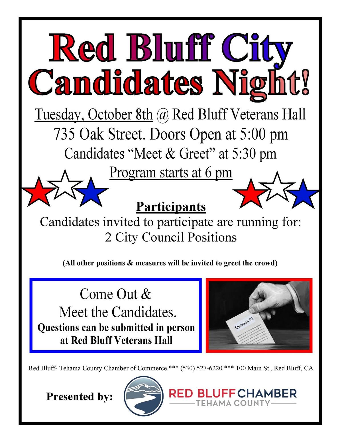 Red Bluff City Candidates Night!