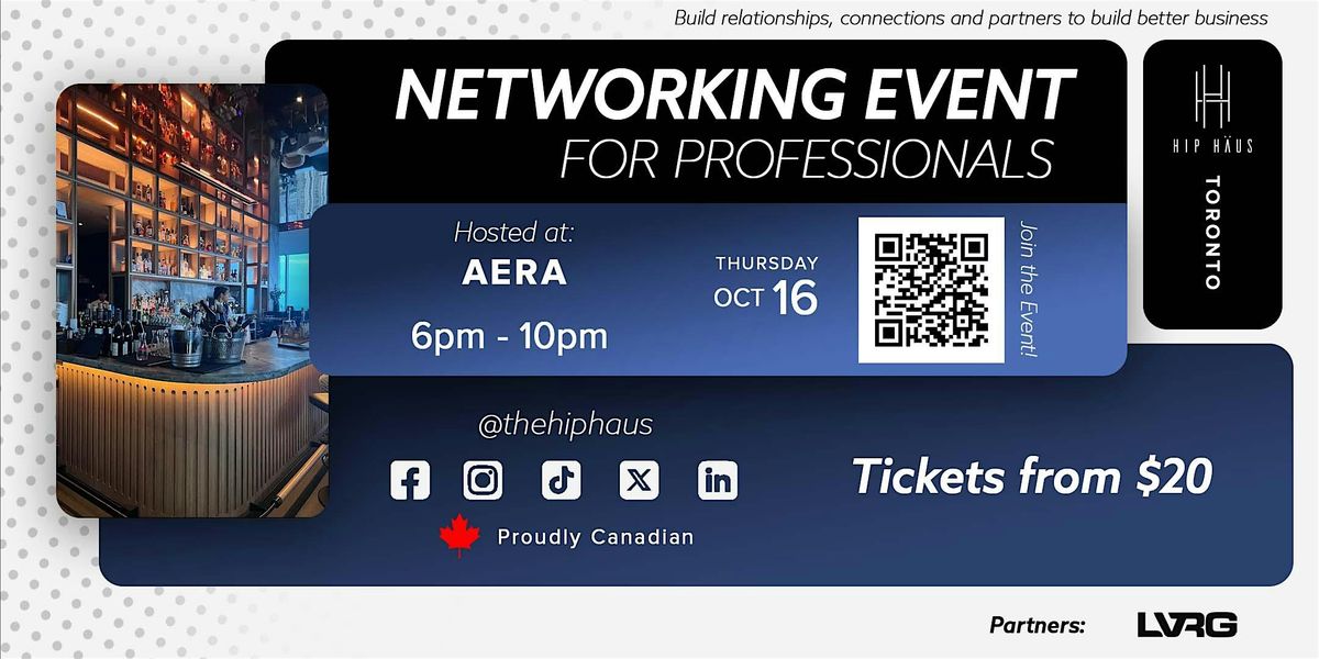 Networking Event for Professionals by The Hip Haus - Oct 16th