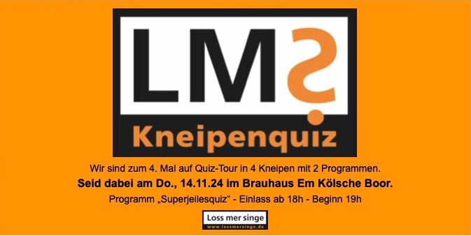 Das Loss mer singe Kneipenquiz im Brauhaus Em K\u00f6lsche Boor