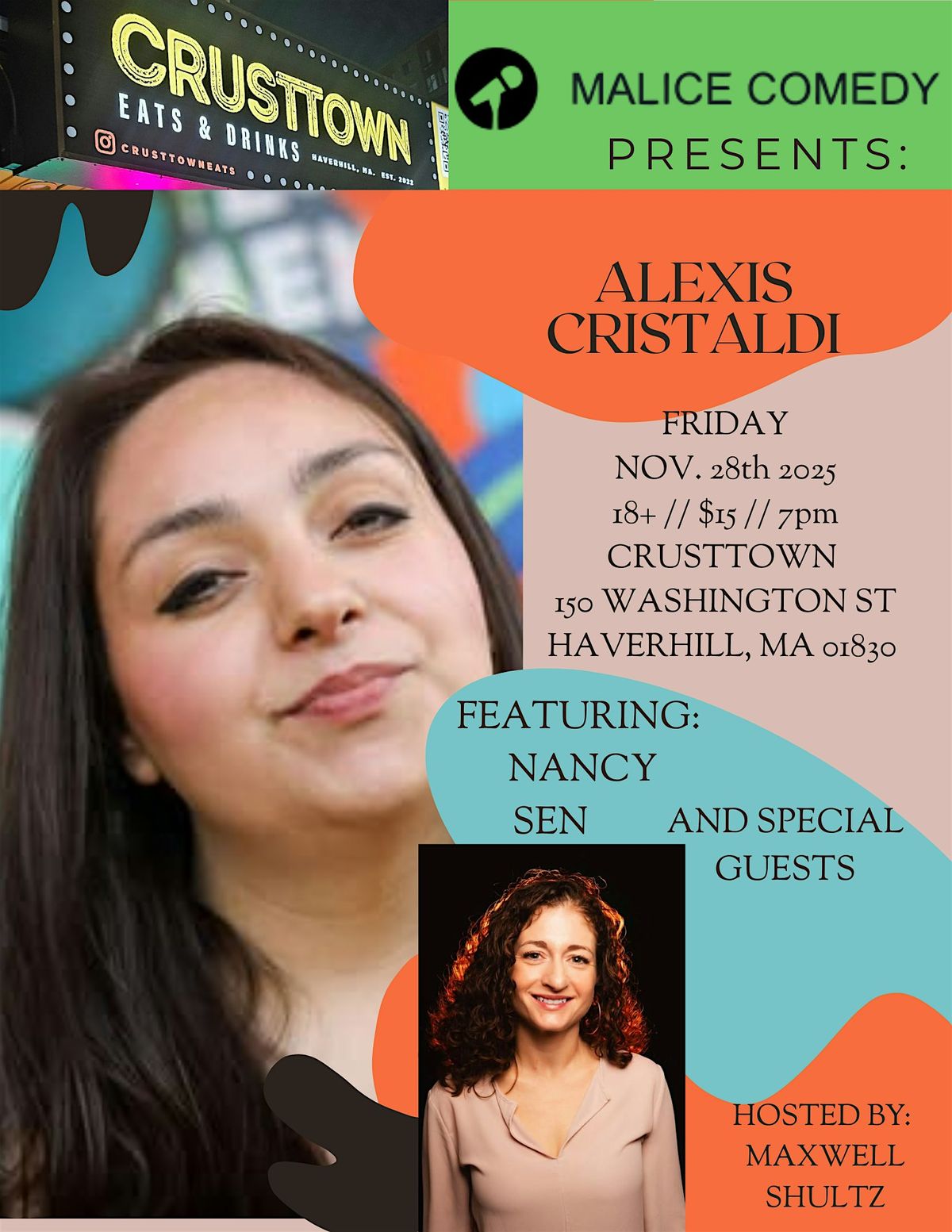 Alexis Cristaldi, live comedy at Crusttown