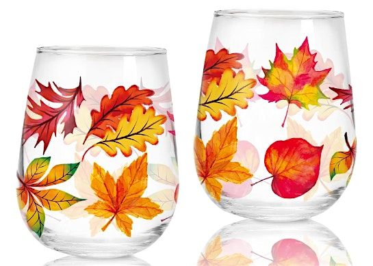 Wine Glass Painting: Fall Foliage