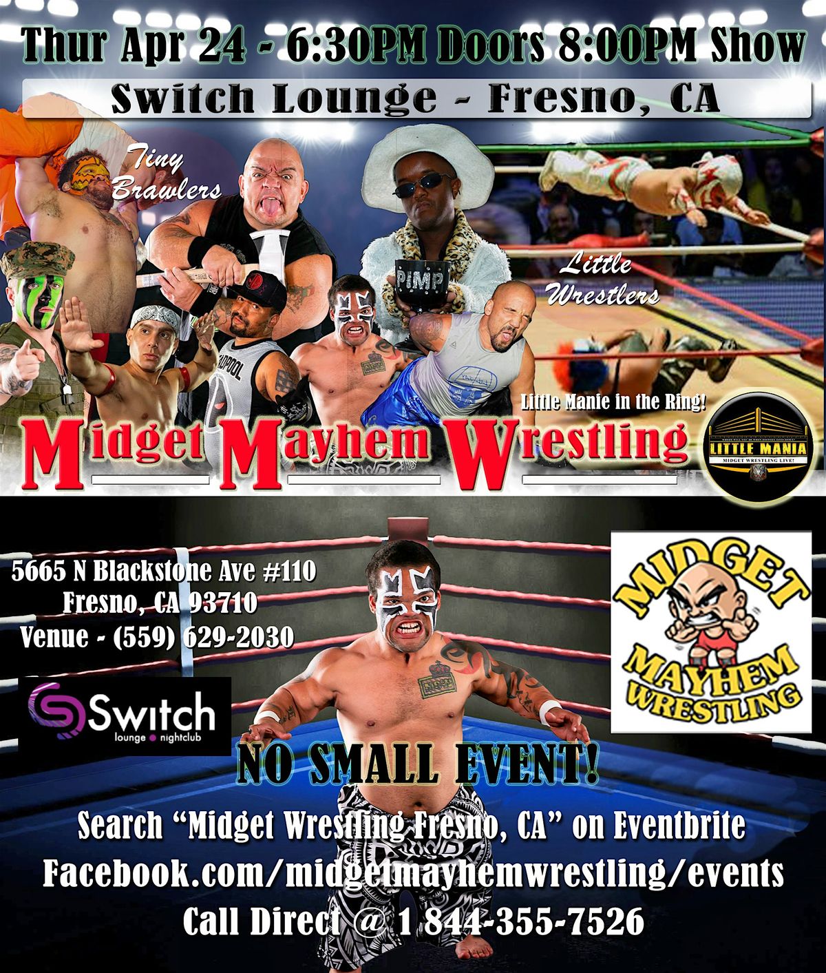 Midget Mayhem Wrestling Rips Through the Ring! Fresno CA 21+