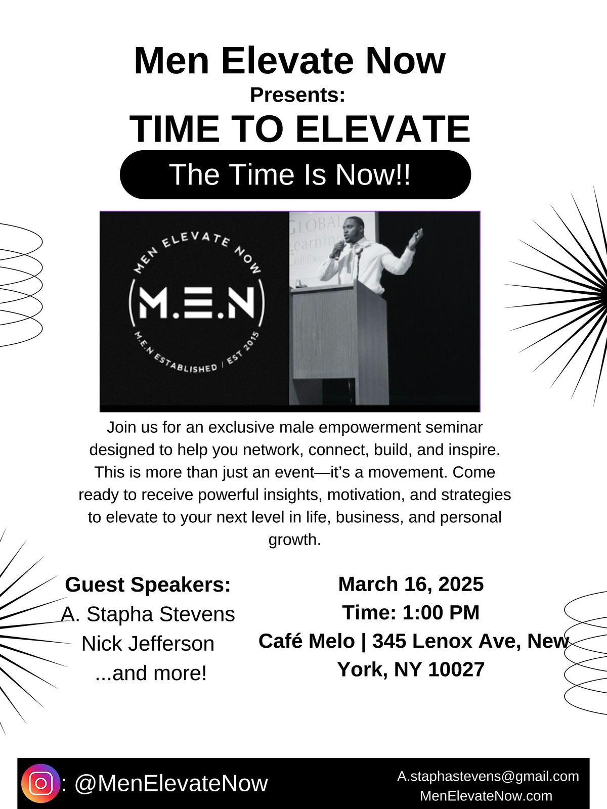 M.E.N presents: Time To Elevate ( a male empowerment seminar)