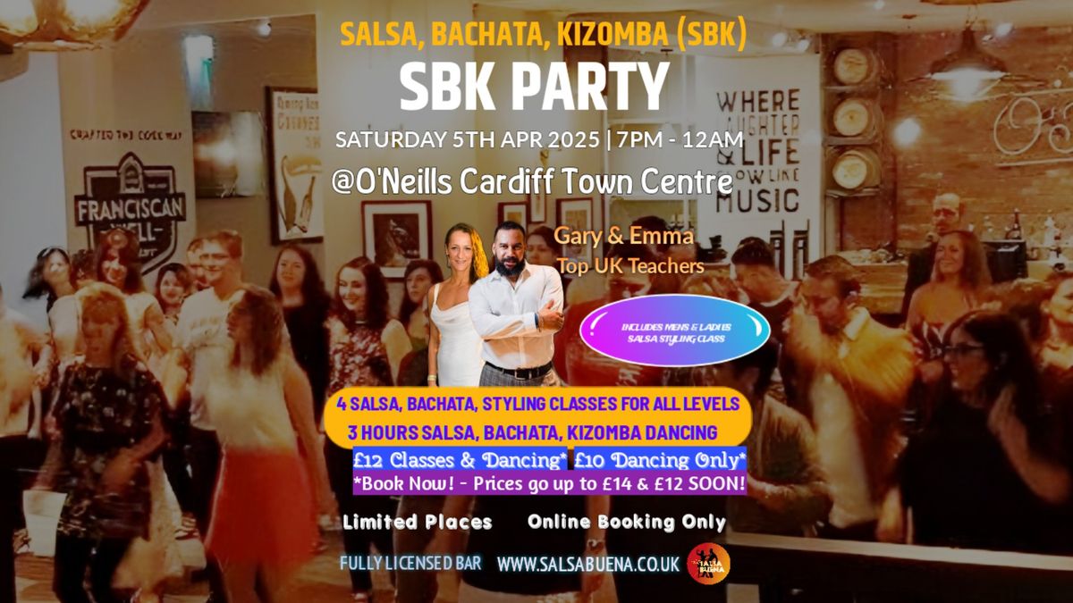 Saturday Salsa & Bachata Classes & SBK Party Cardiff with Top UK Guest Teachers Gary & Emma!