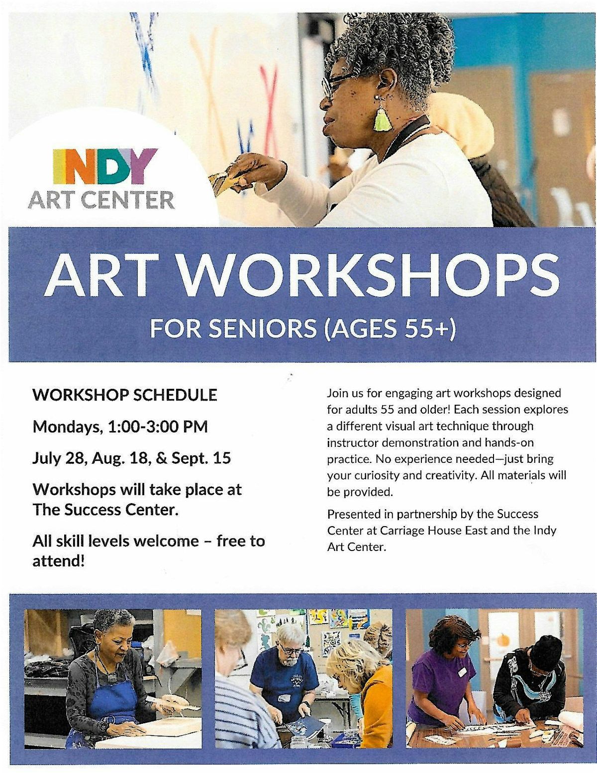 Indy Art Workshops for Seniors Ages 55+