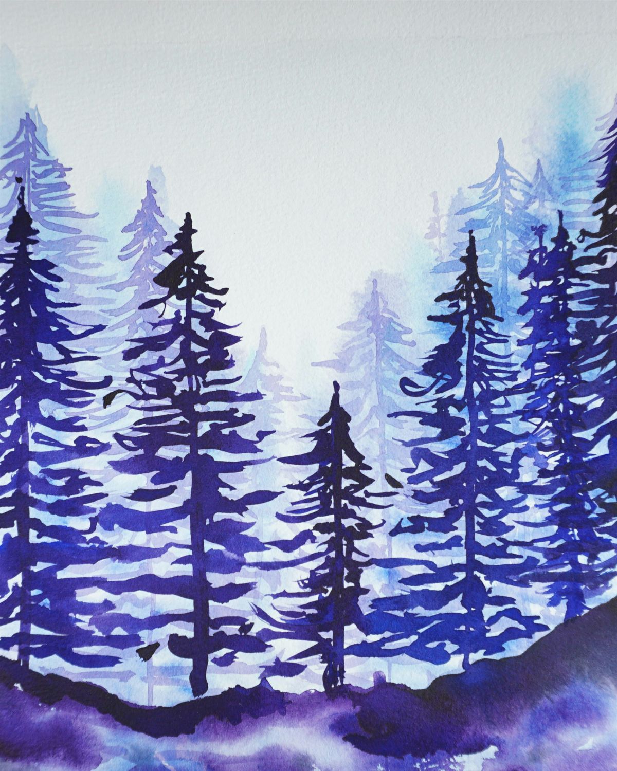 Winter Trees Watercolor Class at Old York