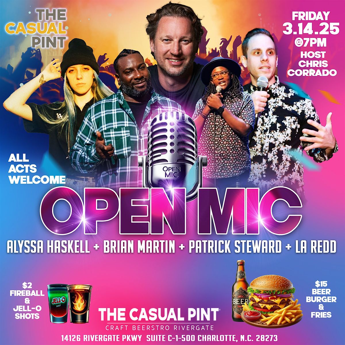 Open Mic @ The Casual Pint - Rivergate: 3\/14\/25