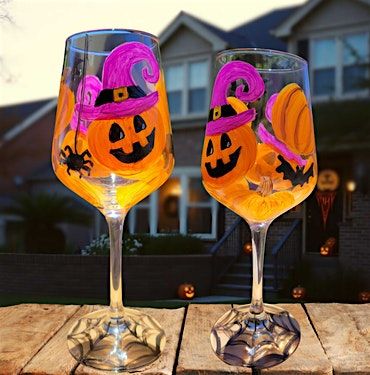 Halloween Wine Glass Painting: OH MY!