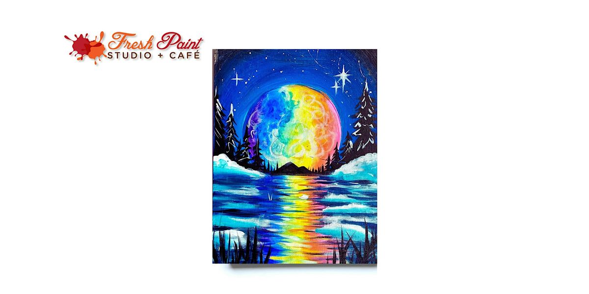 Paint & Sip Paint Night Rainbow Moon Acrylic Painting