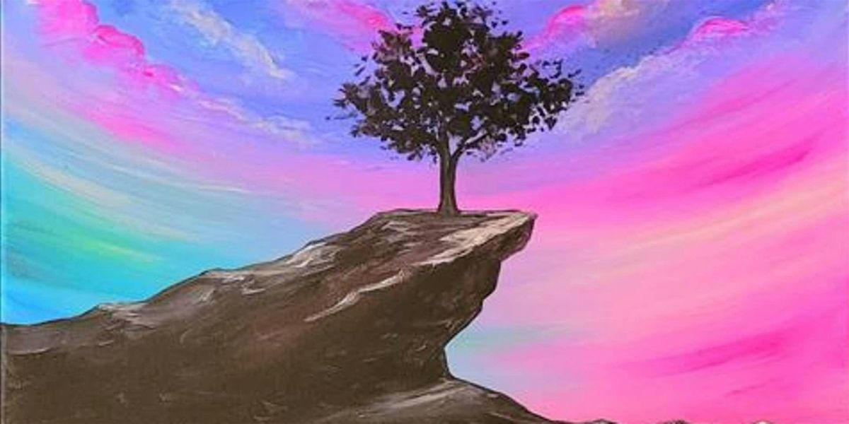 A Lonely Tree's View of the Neon Night - Paint and Sip by Classpop!\u2122