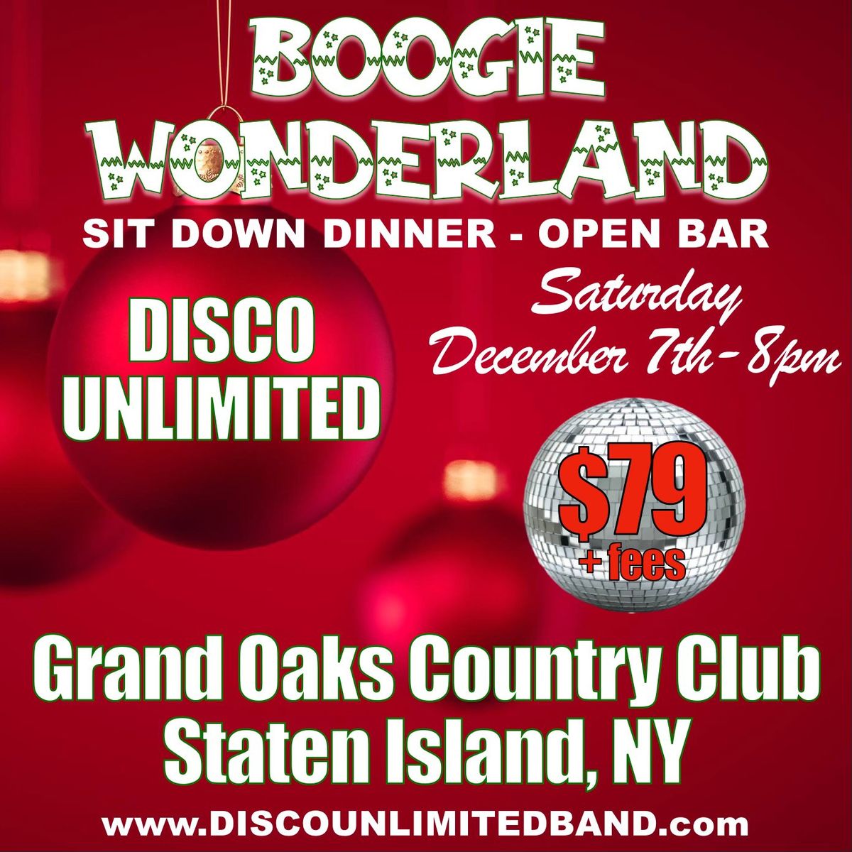 Boogie Wonderland!  Disco Unlimited Annual Holiday Party at Grand Oaks Country Club (Staten Island)