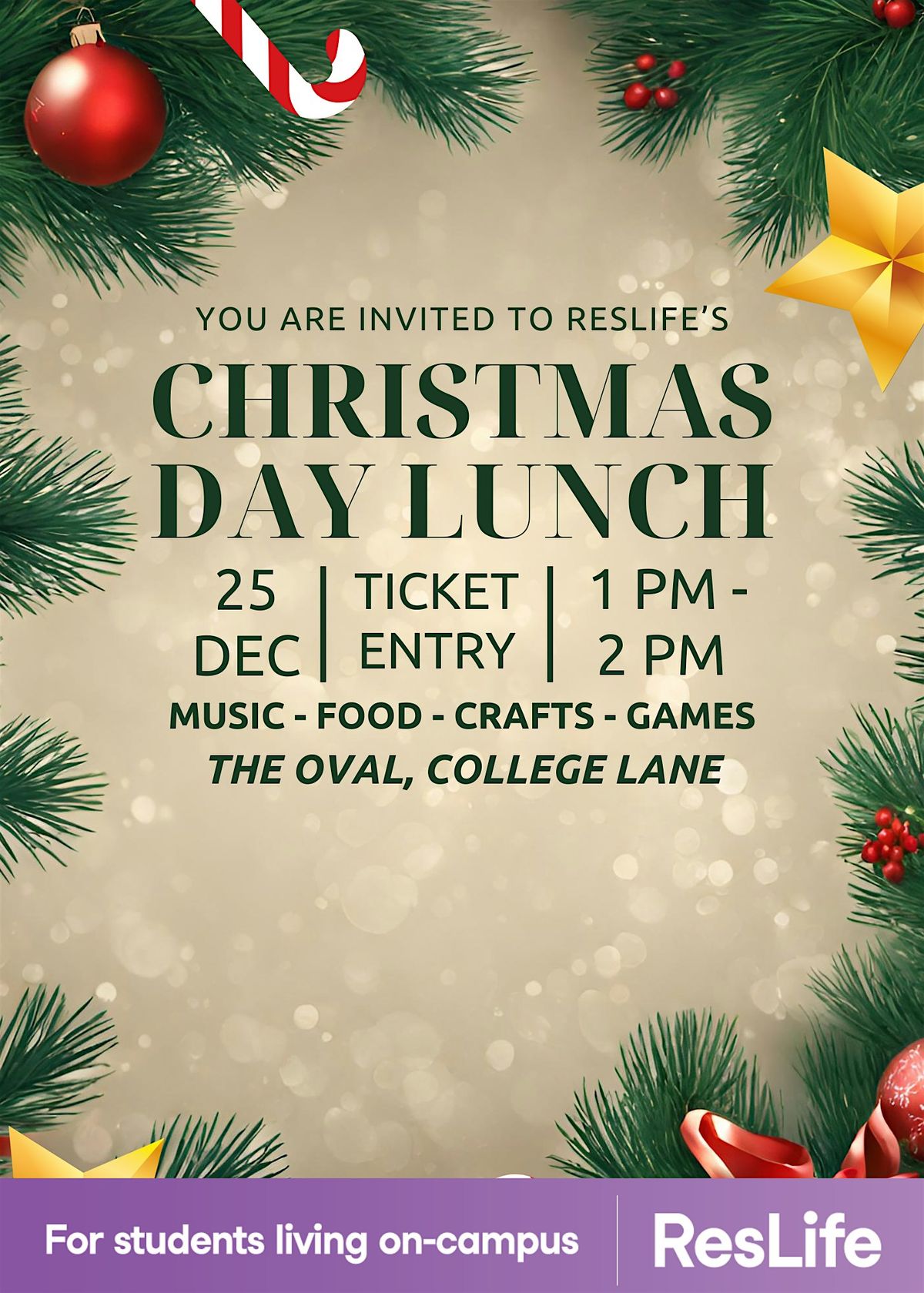 ResLife Christmas Day Lunch- 1pm sitting