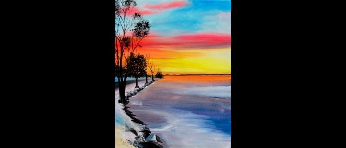 "Lake Michigan Winter" Step by Step Painting! $3 Sangrias Saturday