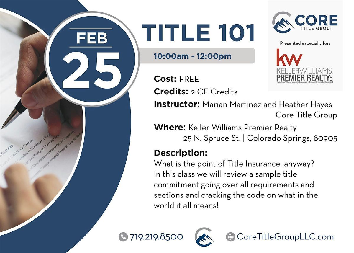 (2 CE) Title 101 w\/ CORE Title Group