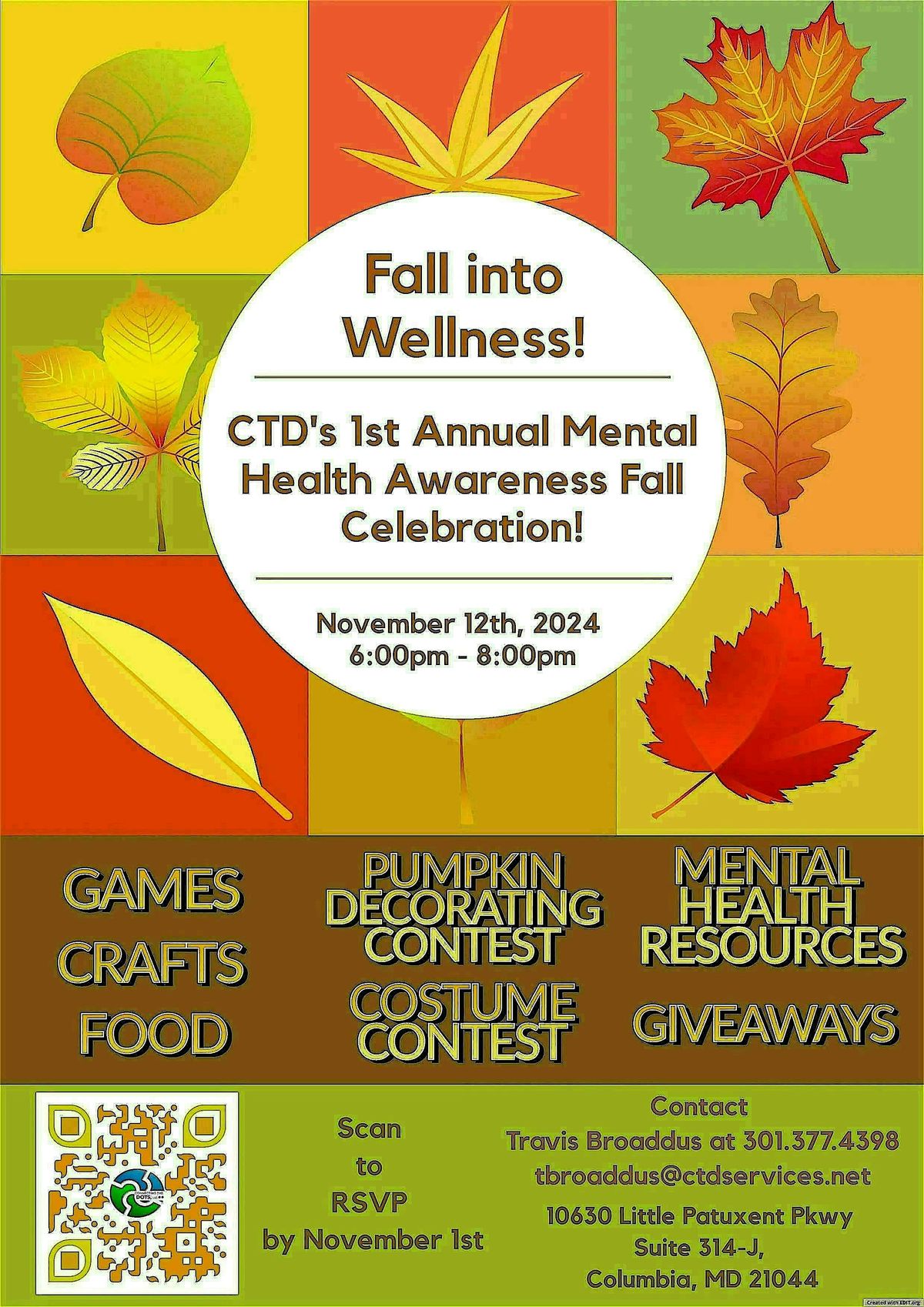 CTD's 1st Annual Mental Health Awareness Fall Celebration Ages 8-17