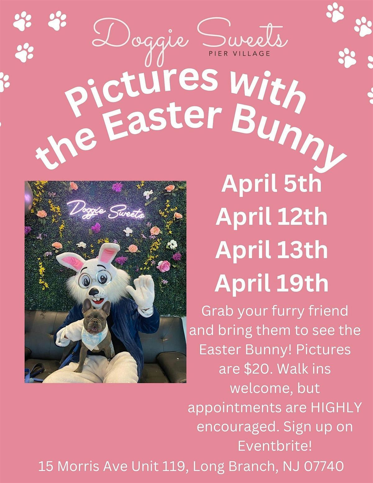 Pictures with the Easter Bunny at Doggie Sweets