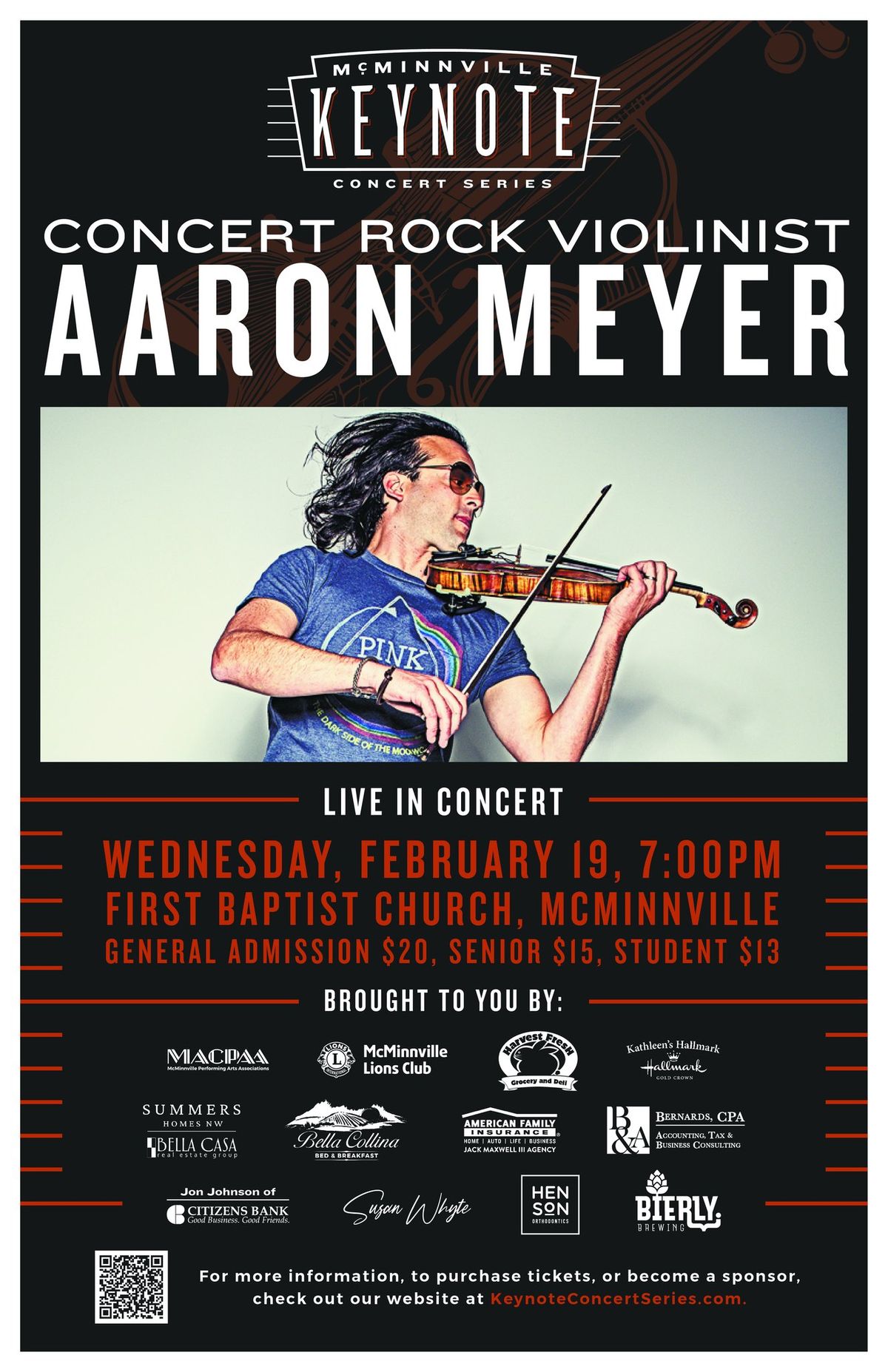 Concert Rock Violinist Aaron Meyer - doors open at 6pm