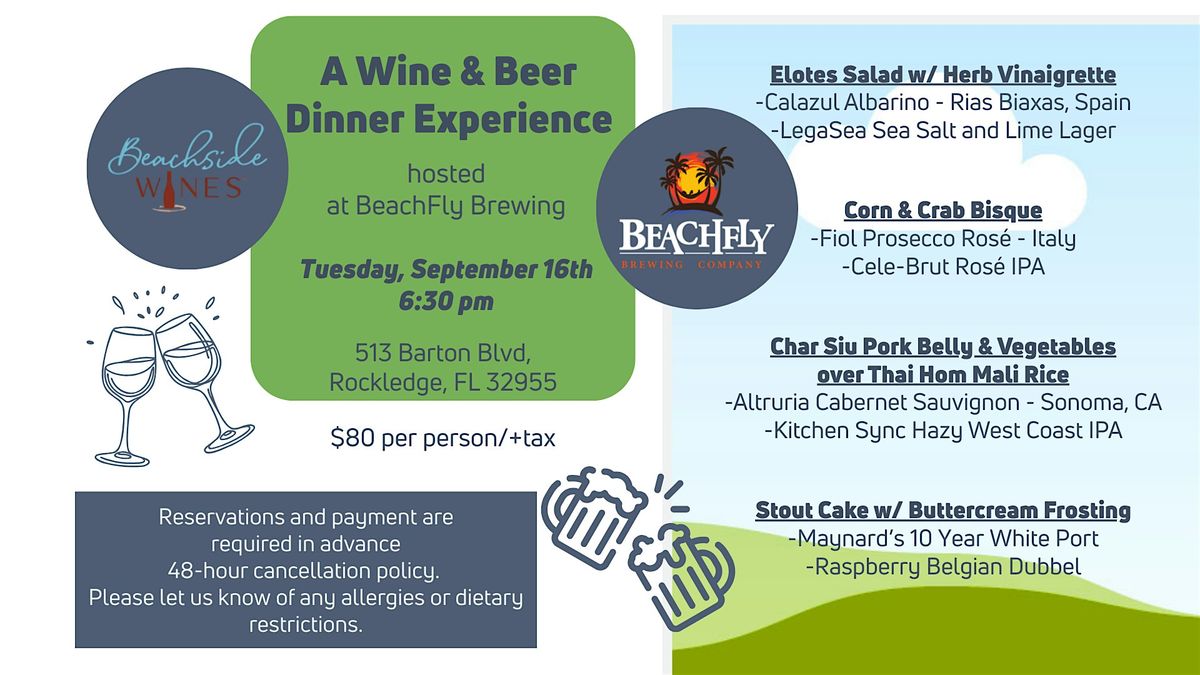 BeachFly Brewing and Beachside Wines: Wine & Beer Dinner Experience