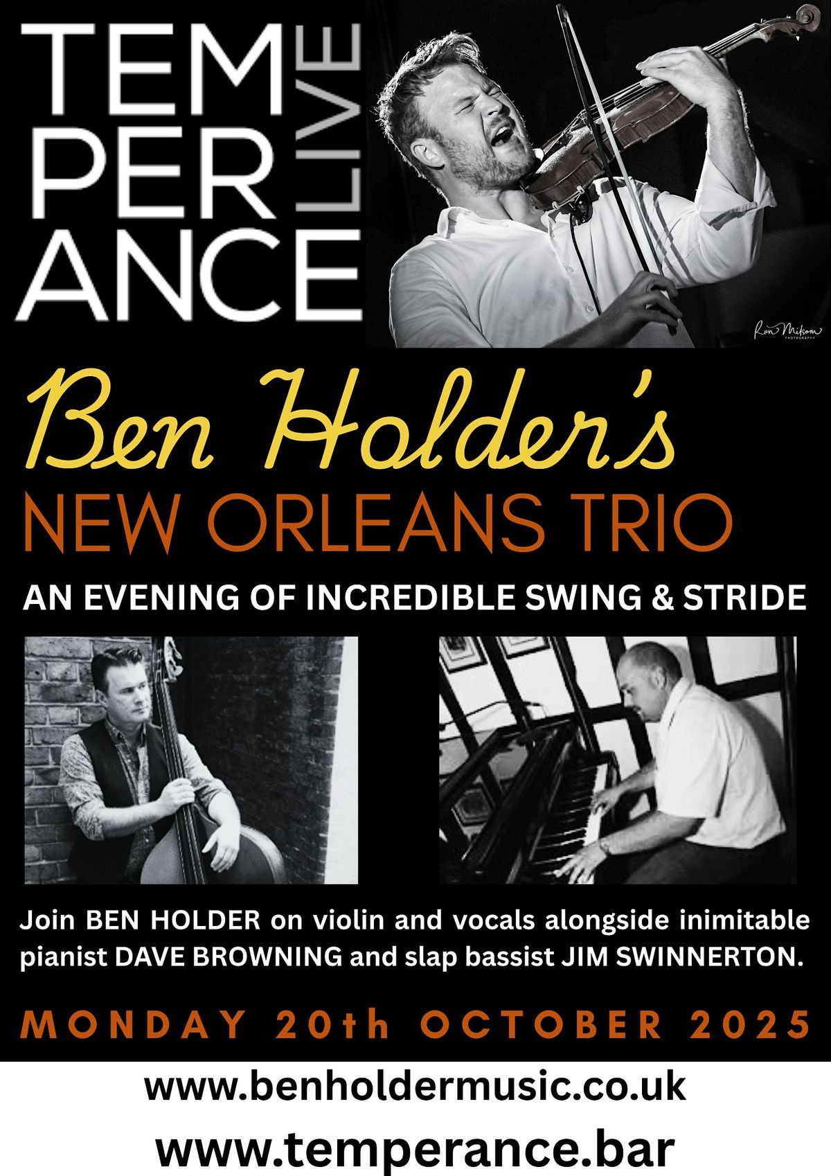 swing  @ temperance | The Ben Holder New Orleans Trio