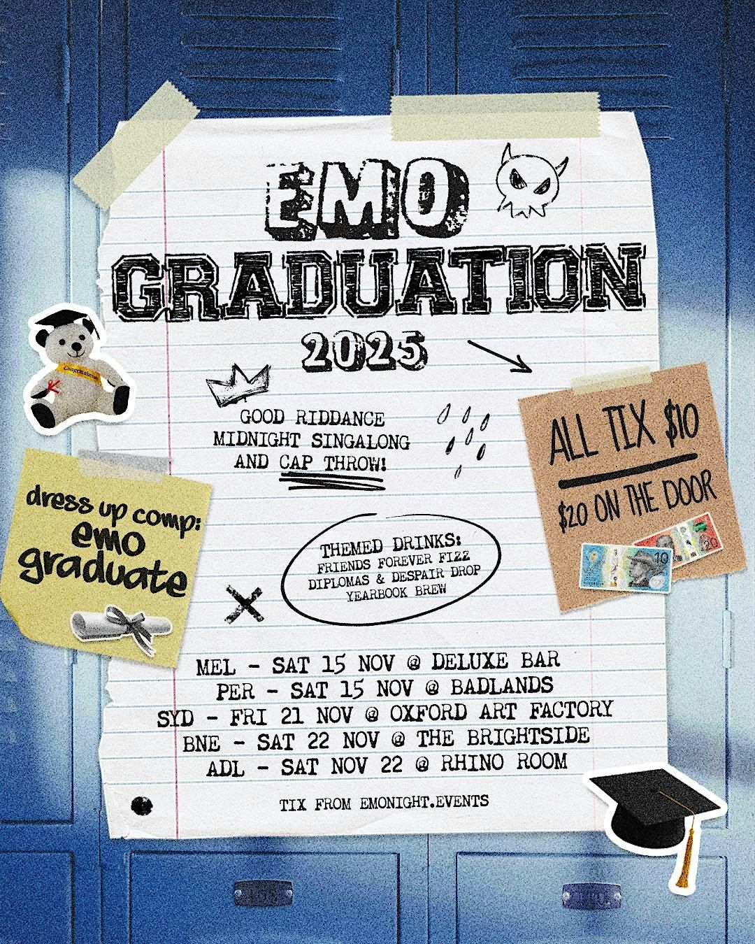 EMO GRADUATION 2025 ADELAIDE $10 TIX