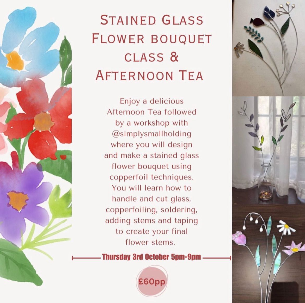 Stained Glass Flower Class & Afternoon Tea