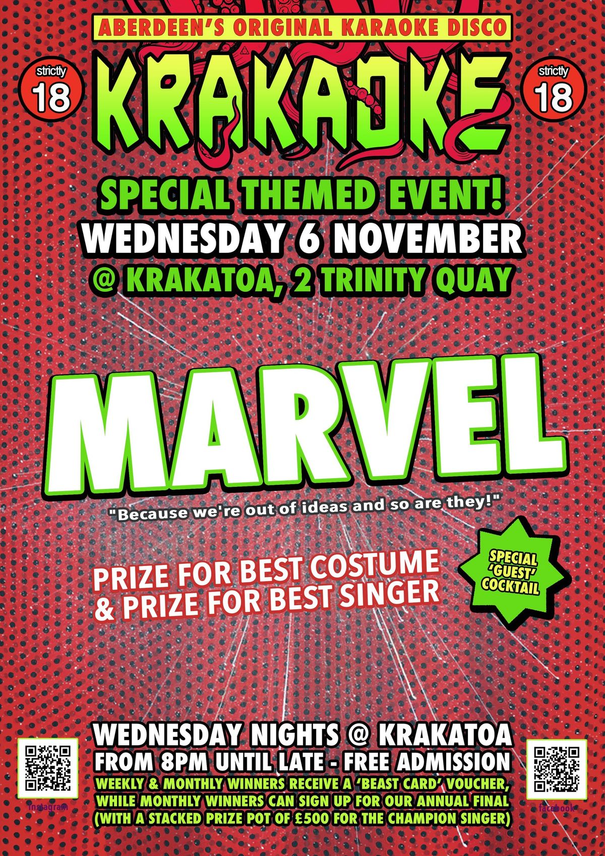 Krakaoke Karaoke Special Themed Event: MARVEL