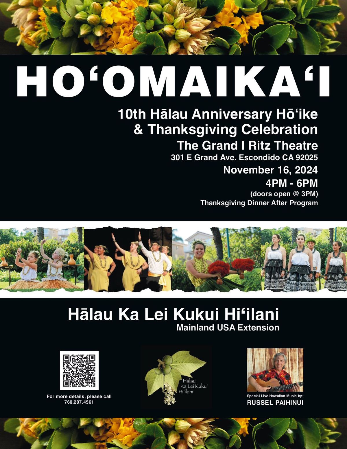  HO'OMAIKA'I (Thankful) - 10th Halau Anniversary Ho'ike & Thanksgiving Celebration