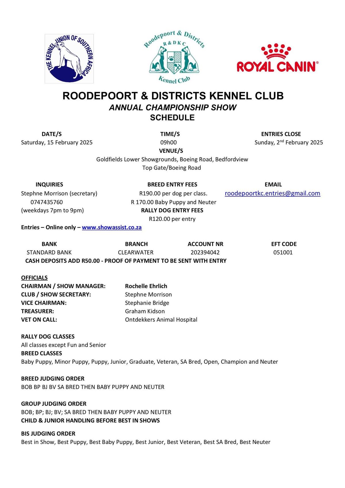 Roodepoort & Districts Kennel Club Championship Show