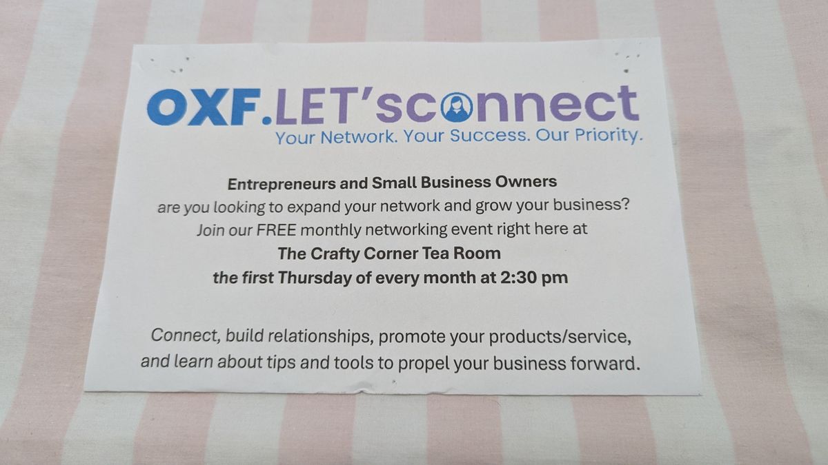 Oxford County Entrepreneurs Let's Connect Over Tea