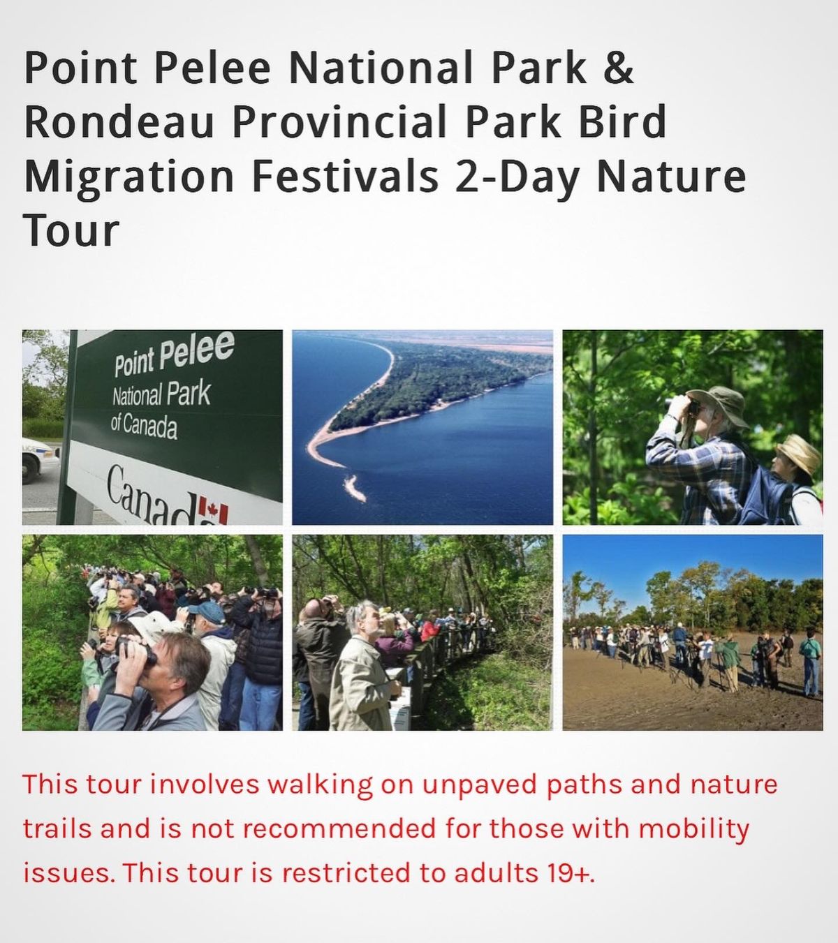 2-Day Point Pelee National Park & Rondeau Provincial Park Bird Migration Festivals Tour