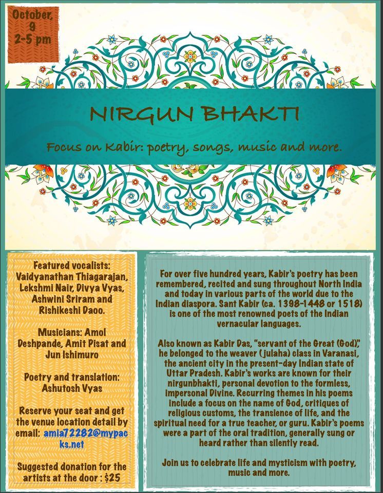 Nirgun Bhakti: Focus on Kabir: poetry, songs, music and more.