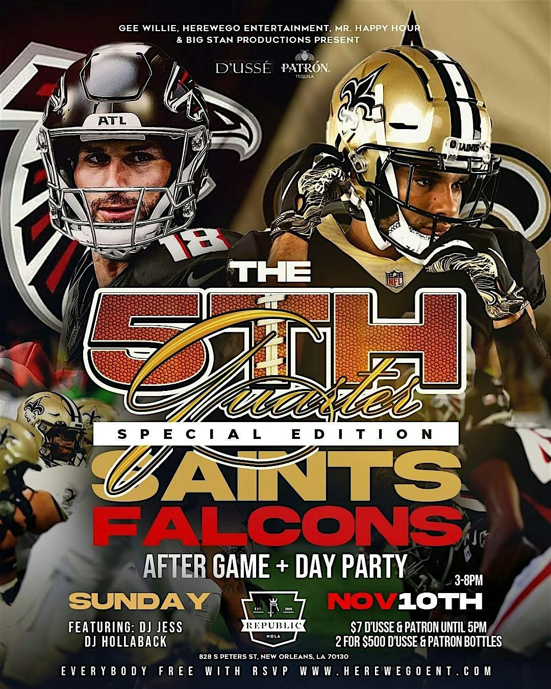 ((THE 5TH QUARTER)) SAINTS vs. FALCONS AFTER GAME + DAY PARTY @ REPUBLIC