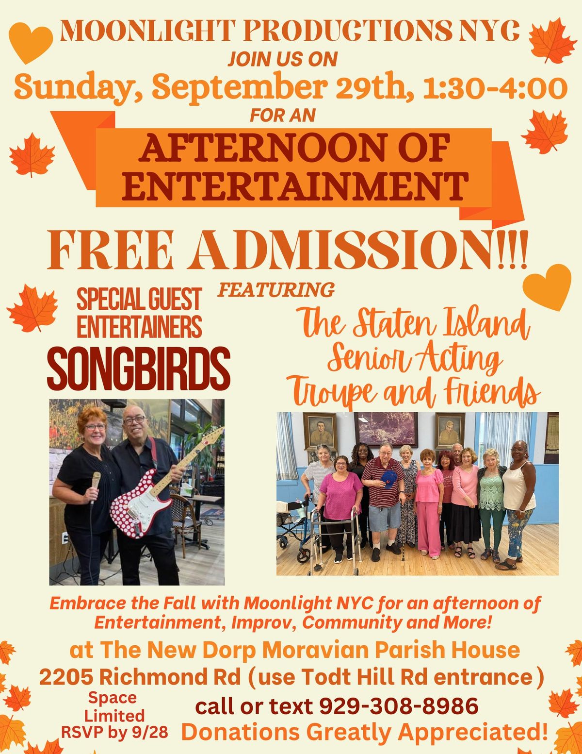 An Afternoon of Entertainment with Moonlight NYC! FREE EVENT! 